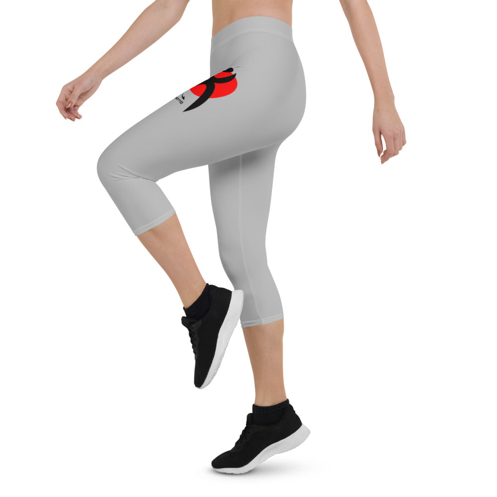 OOTO - GLYPHIC EN BLACK OVER RED CIRCLE - Capri Leggings - 1 COLOR -