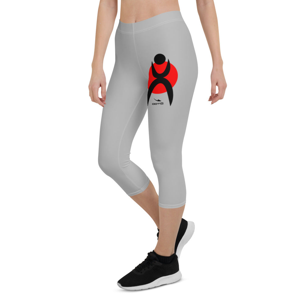 OOTO - GLYPHIC EN BLACK OVER RED CIRCLE - Capri Leggings - 1 COLOR -