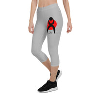 Thumbnail for OOTO - GLYPHIC EN BLACK OVER RED CIRCLE - Capri Leggings - 1 COLOR -