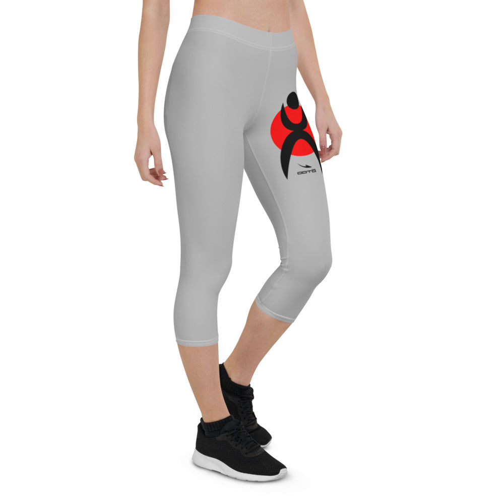 OOTO - GLYPHIC EN BLACK OVER RED CIRCLE - Capri Leggings - 1 COLOR -