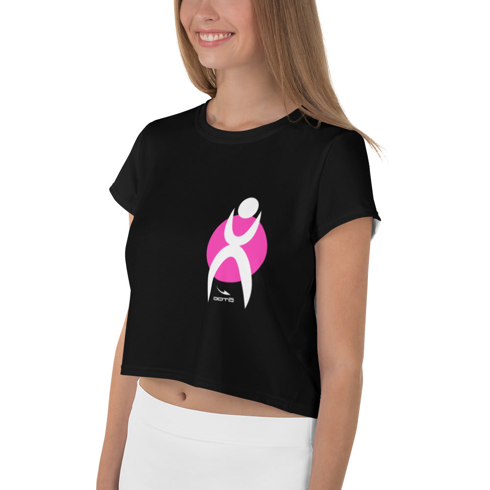 GLYPHIC EN WHITE OVER PINK CIRCLE -  Crop Tee - 1 COLOR -