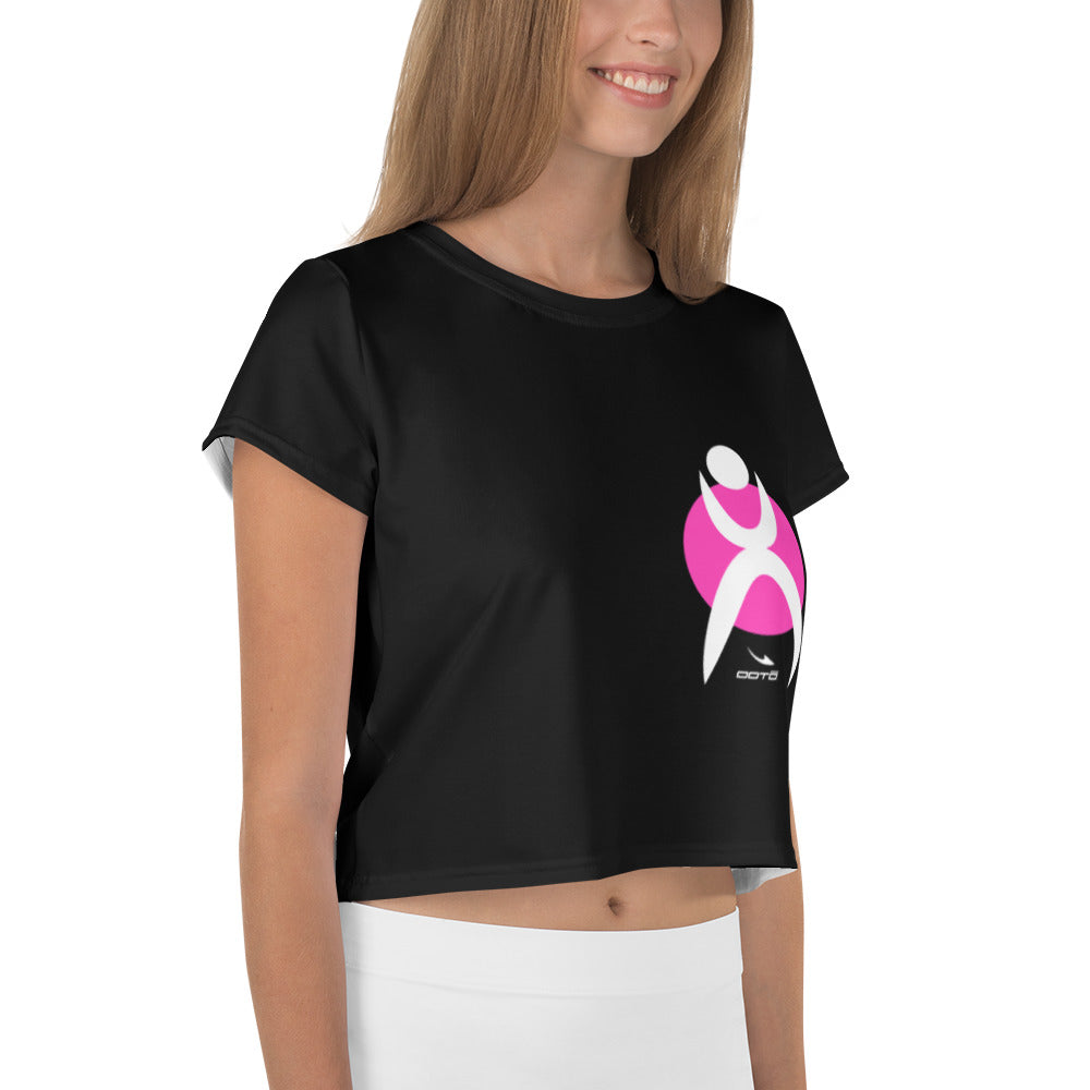 GLYPHIC EN WHITE OVER PINK CIRCLE -  Crop Tee - 1 COLOR -