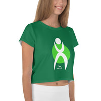 Thumbnail for OOTO - GLYPHIC EN WHITE OVER LIME CIRCLE - Crop Tee - 1 COLOR -