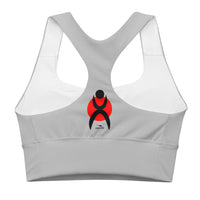 Thumbnail for OOTO - GLYPHIC EN BLACK OVER RED CIRCLE - Longline sports bra - 1 COLOR -