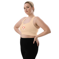 Thumbnail for OOTO - GLYPHIC EN WHITE OVER LT. PEACH CIRCLE - Longline sports bra - 1 COLOR -