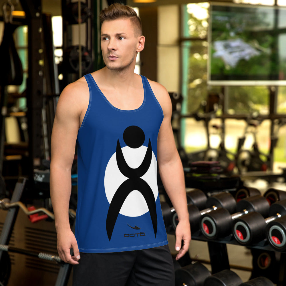 GLYPHIC EN BLACK OVER WHITE CIRCLE - Unisex Tank Top - 1 COLOR -