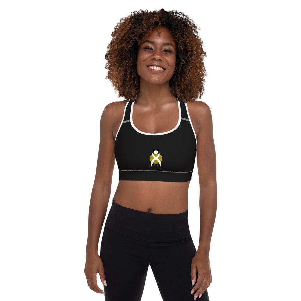 OOTO - GLYPHIC EN WHITE - black / wt. trim - Padded Sports Bra - 1 COLOR -