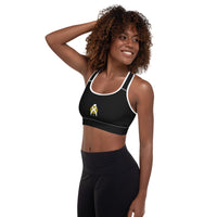 Thumbnail for OOTO - GLYPHIC EN WHITE - black / wt. trim - Padded Sports Bra - 1 COLOR -