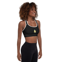 Thumbnail for OOTO - GLYPHIC EN WHITE - black / wt. trim - Padded Sports Bra - 1 COLOR -