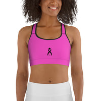 Thumbnail for OOTO - GLYPHIC EN BLACK - neon pink - black trim - Sports bra - 1 COLOR -