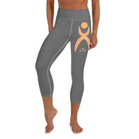 Thumbnail for OOTO - GLYPHIC EN PEACH ON GRAY - Yoga Capri Leggings - 1 COLOR -