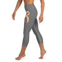 Thumbnail for OOTO - GLYPHIC EN PEACH ON GRAY - Yoga Capri Leggings - 1 COLOR -