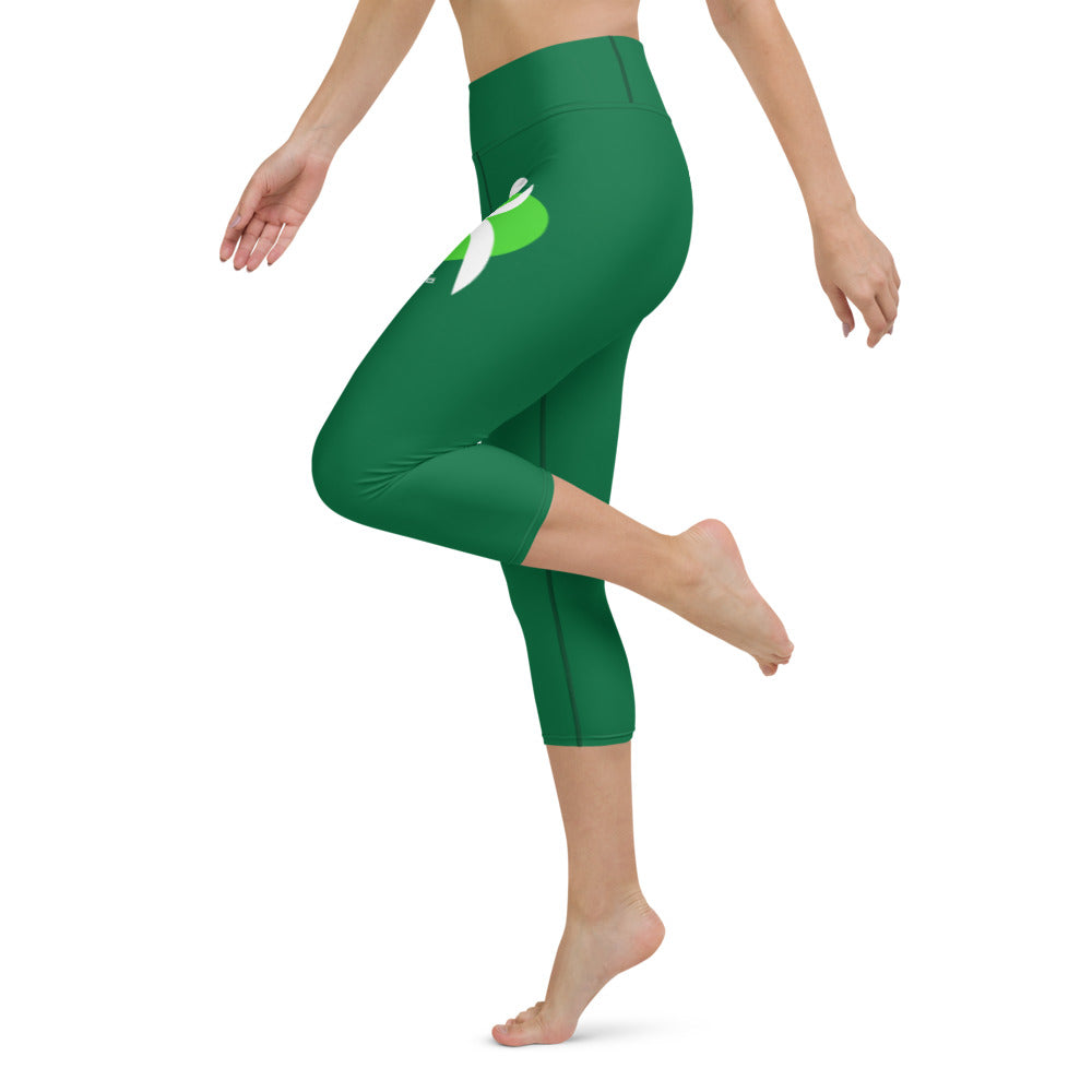 OOTO - GLYPHIC EN WHITE OVER LIME CIRCLE - Yoga Capri Leggings - 1 COLOR -