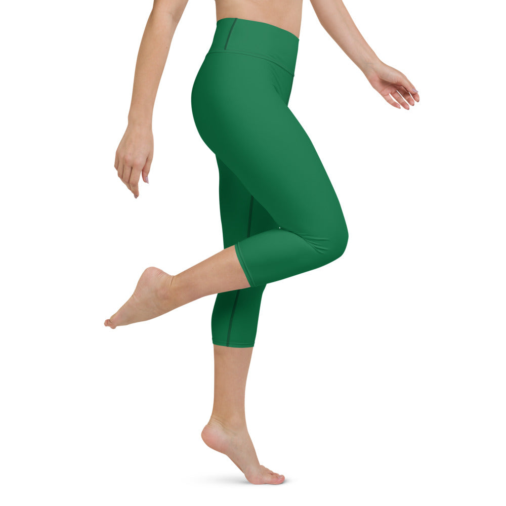 OOTO - GLYPHIC EN WHITE OVER LIME CIRCLE - Yoga Capri Leggings - 1 COLOR -