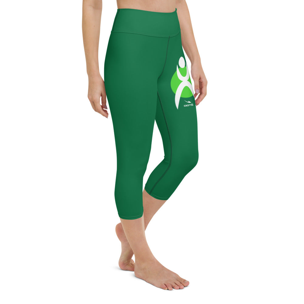 OOTO - GLYPHIC EN WHITE OVER LIME CIRCLE - Yoga Capri Leggings - 1 COLOR -