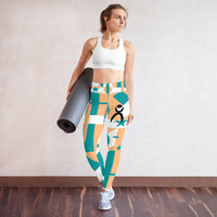 Thumbnail for GLYPHIC EN BLACK ON PIZZAZZ PATTERN - Yoga Leggings - 1 COLOR