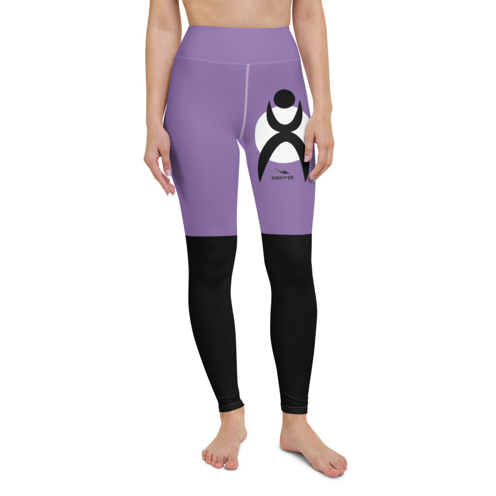 GLYPHIC EN BLACK OVER WHITE CIRCLE - Yoga Leggings - 1 COLOR -