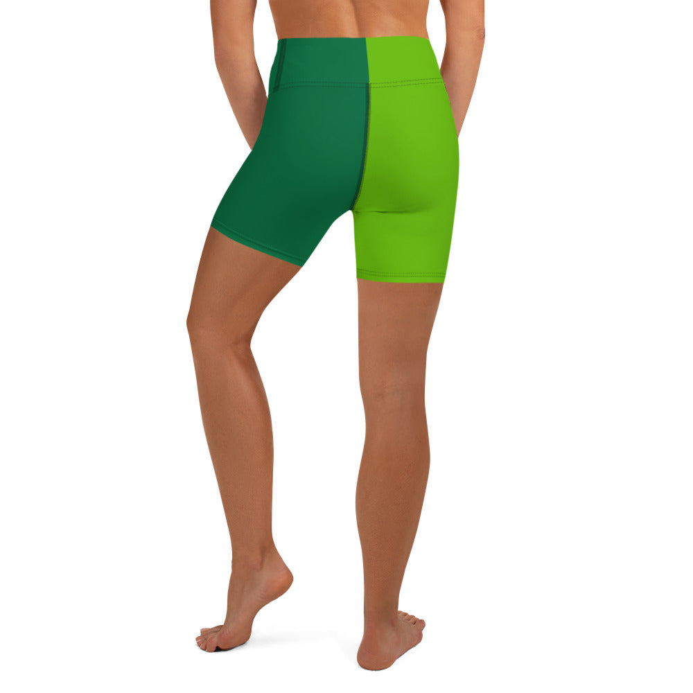 OOTO - GLYPHIC EN BLACK - 2 tone green Yoga Shorts - 1 COLOR -