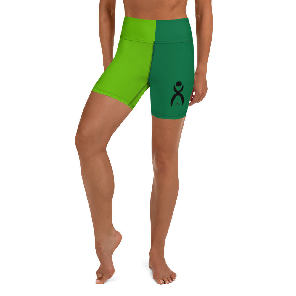 OOTO - GLYPHIC EN BLACK - 2 tone green Yoga Shorts - 1 COLOR -