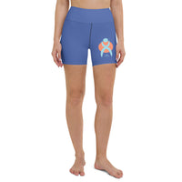 Thumbnail for OOTO - GLYPHIC EN POWDER BLUE OVER LIGHT PEACH CIRCLE - Yoga Shorts - 1 COLOR -