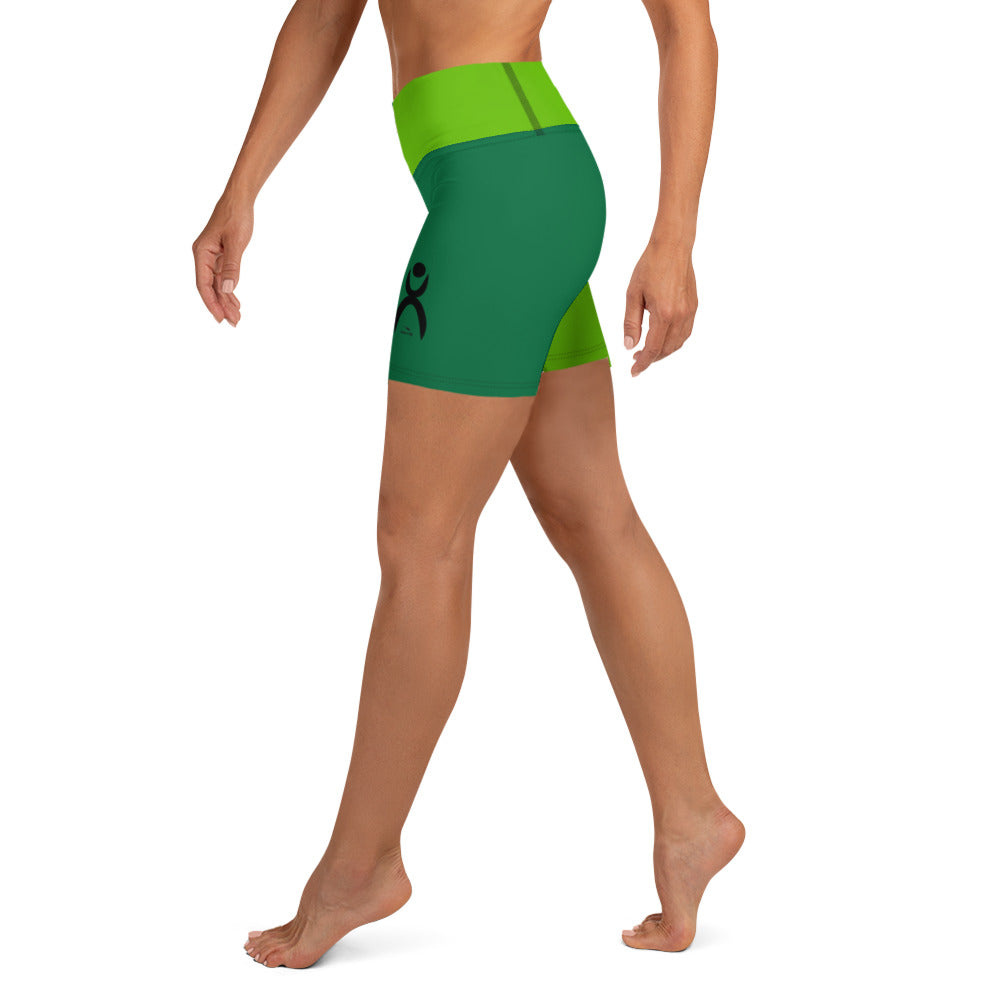 OOTO - GLYPHIC EN BLACK - 2 tone green Yoga Shorts - 1 COLOR -