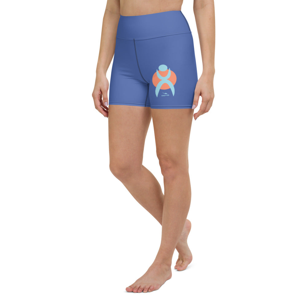 OOTO - GLYPHIC EN POWDER BLUE OVER LIGHT PEACH CIRCLE - Yoga Shorts - 1 COLOR -