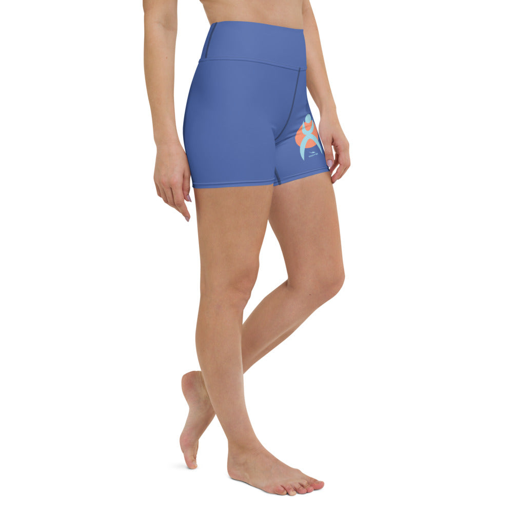 OOTO - GLYPHIC EN POWDER BLUE OVER LIGHT PEACH CIRCLE - Yoga Shorts - 1 COLOR -