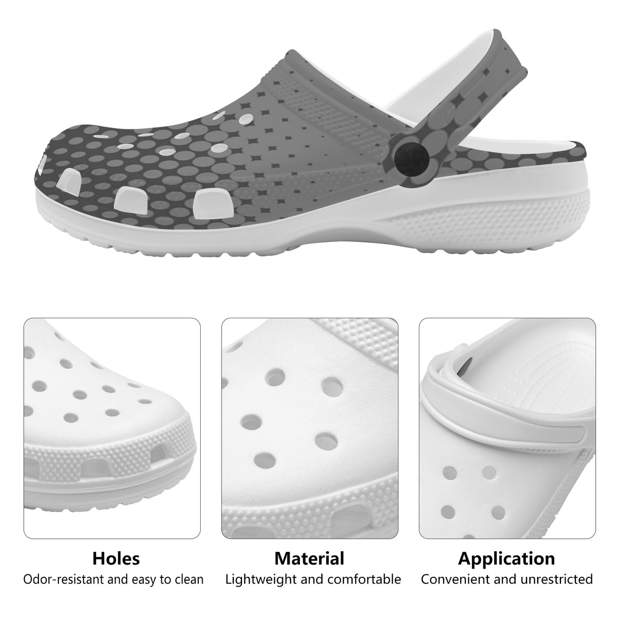 OOTO - GRADIENT EN GREY - WITH (OPTIONAL) PIVOTING HEEL STRAP - Crocs Clogs -