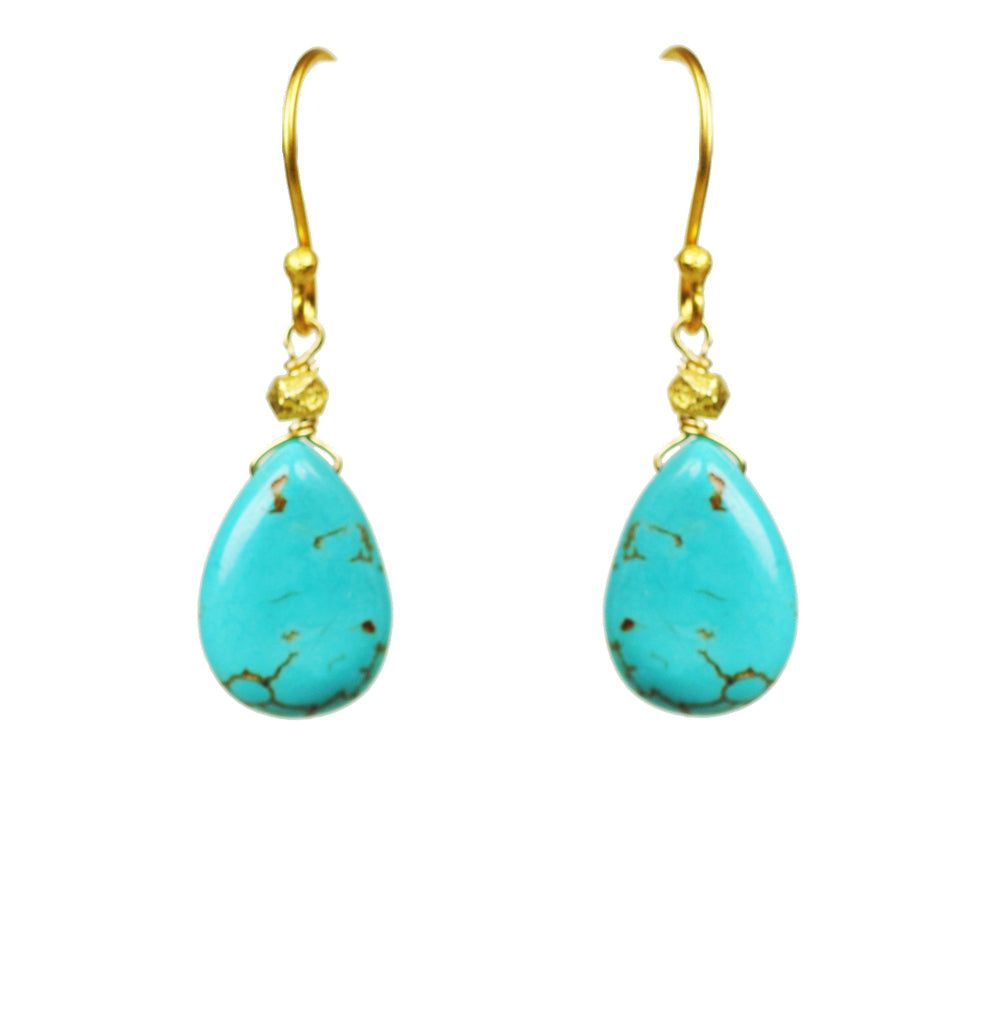 Gena Myint - Turquoise Tear Drop Earrings -