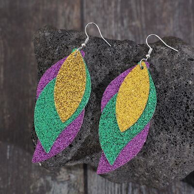 Faux Leather Leaf Dangle Earrings - T - 2 STYLES -