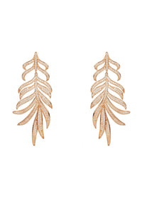 Thumbnail for LATELITA - Feathered Leaf Statement Drop Earrings Rosegold -