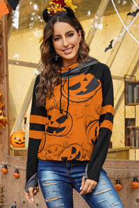 Thumbnail for Jack-O'-Lantern Graphic Hoodie - T - 1 COLOR -