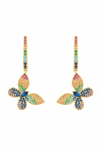 Thumbnail for LATELITA - Butterfly Rainbow Multi Coloured Drop Earring Gold -