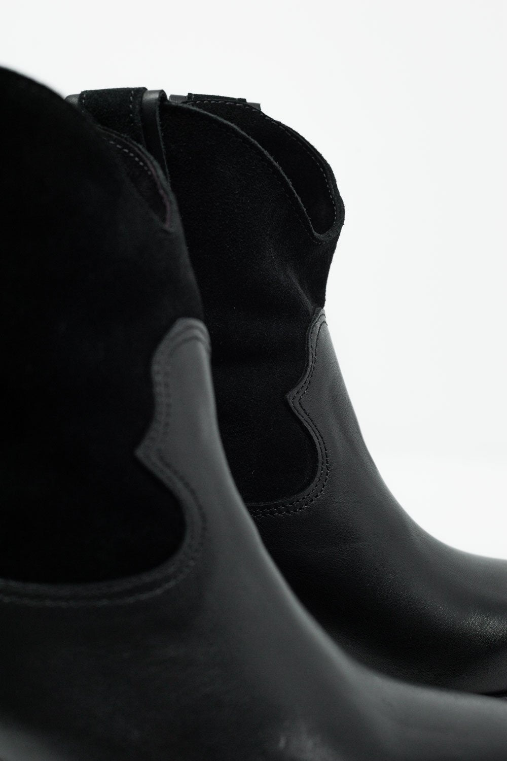 Q2 - Black Western Sock Boots With Suede Detail - 1 COLOR -