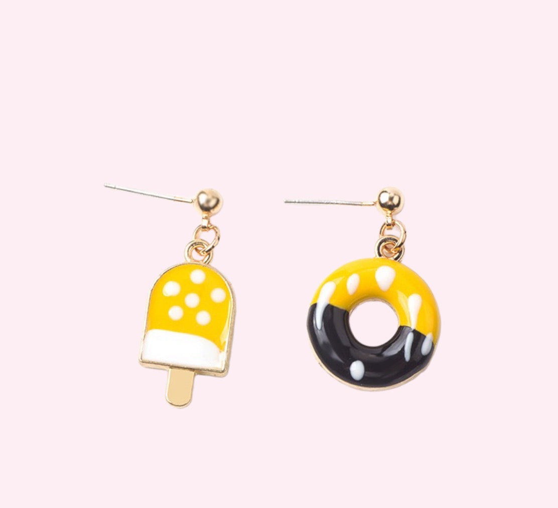 Donut and Ice Cream Earrings | Floral Earrings | Handmade Jewelry | Dangle Earrings | Spring Summer Jewelry -