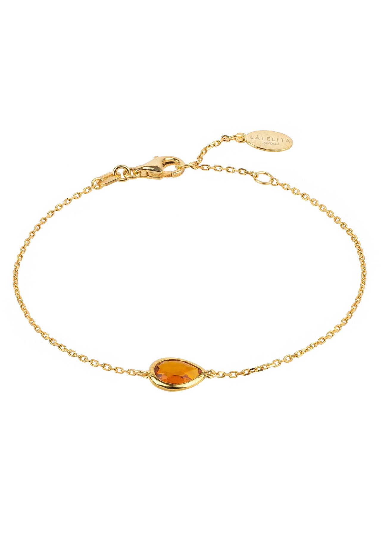 LATELITA - Pisa Mini Teardrop Bracelet Gold Citrine -