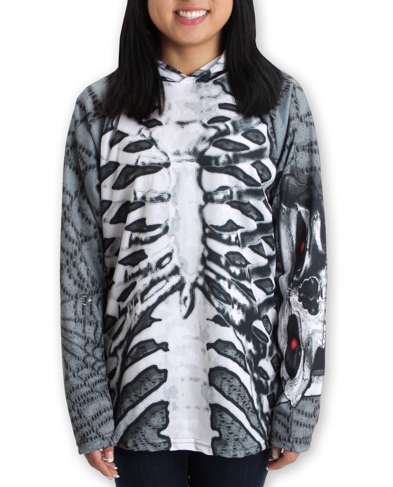 Mouthman - SKELETON in GREY Hoodie Sport Shirt by MOUTHMAN® - ADULT SIZES AVAILABLE! - 13 SIZES -