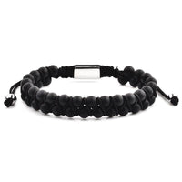 Thumbnail for Crucible - Men's Matte Black Agate Stone Beaded Adjustable Bracelet -