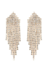 Thumbnail for Multi Line Rhinestone Fringe Post Earrings - 2 FINISHES -