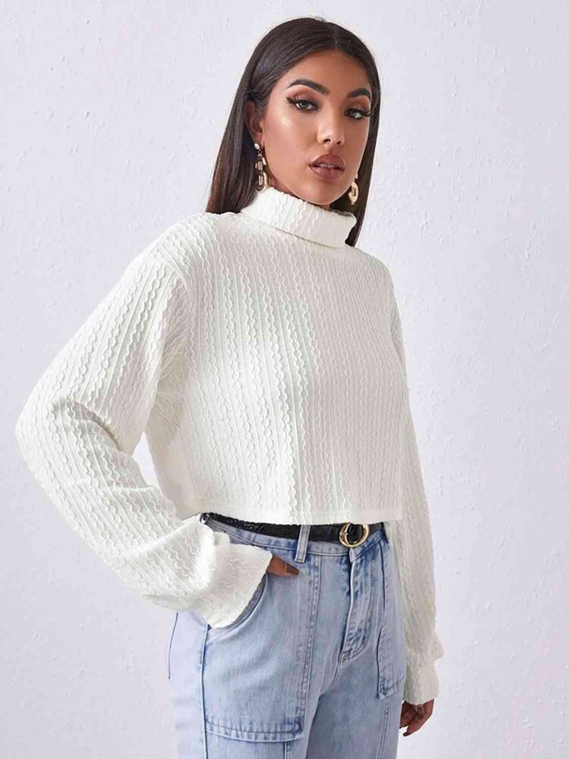 Turtleneck Long Sleeve Top - T - 2 COLORS -