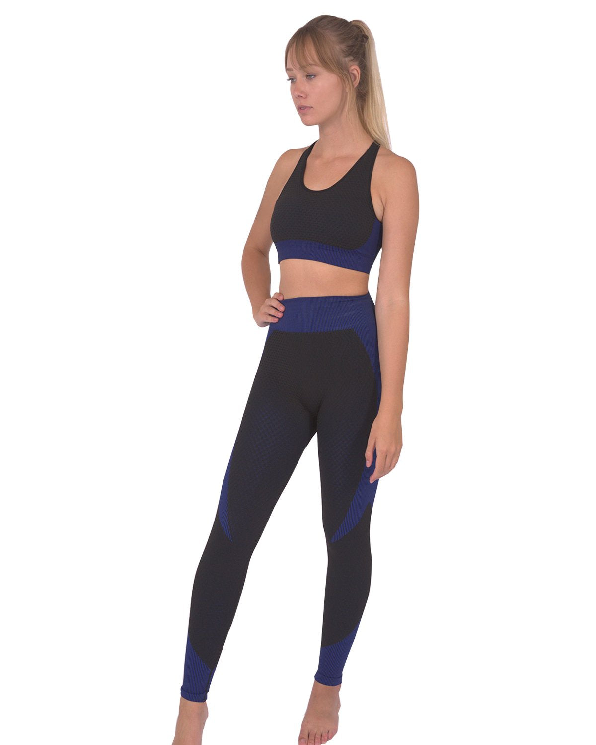 Savoy - Trois Seamless Sports Bra - Black With Navy - 1 COLOR -