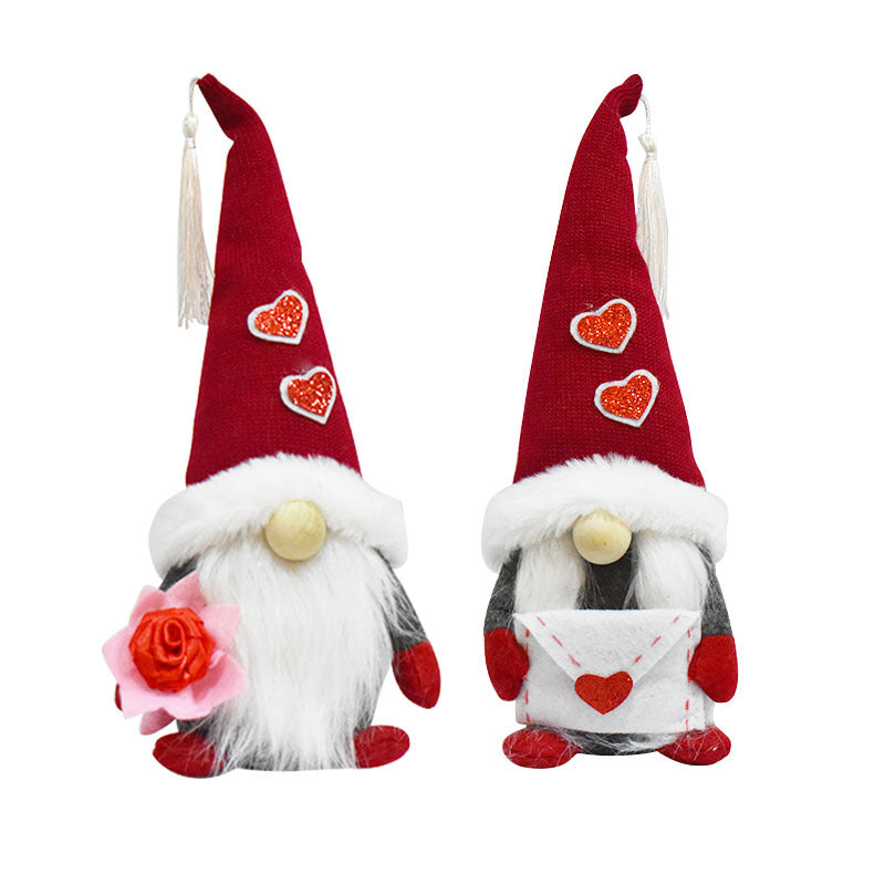 Valentines Day Decorative Love Gnomes bearing Flower or Envelope - 7.87" - [7-12 DAY DELIVERY] - 2 TYPES -