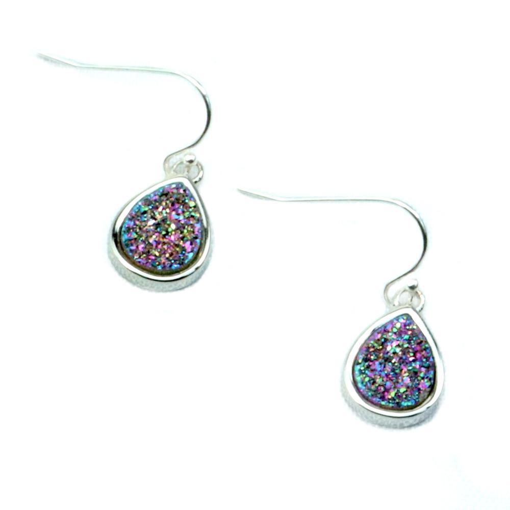 Christy Jean - Emma Silver Druzy Teardrop Earrings - 4 COLORS -