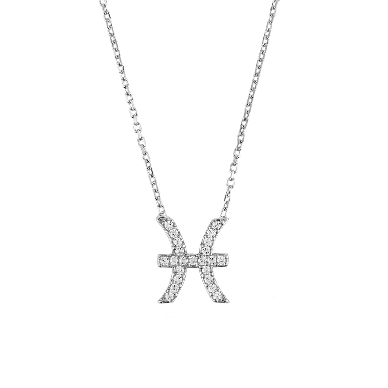 Zodiac Star Sign Pendant Necklace Silver - Pisces -