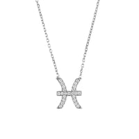 Thumbnail for Zodiac Star Sign Pendant Necklace Silver - Pisces -