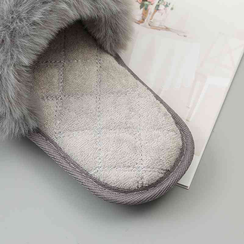 Faux Fur Open Toe Slippers - T - 5 COLORS -