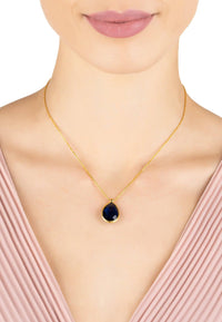 Thumbnail for LATELITA - Petite Drop Necklace Gold Sapphire Hydro -