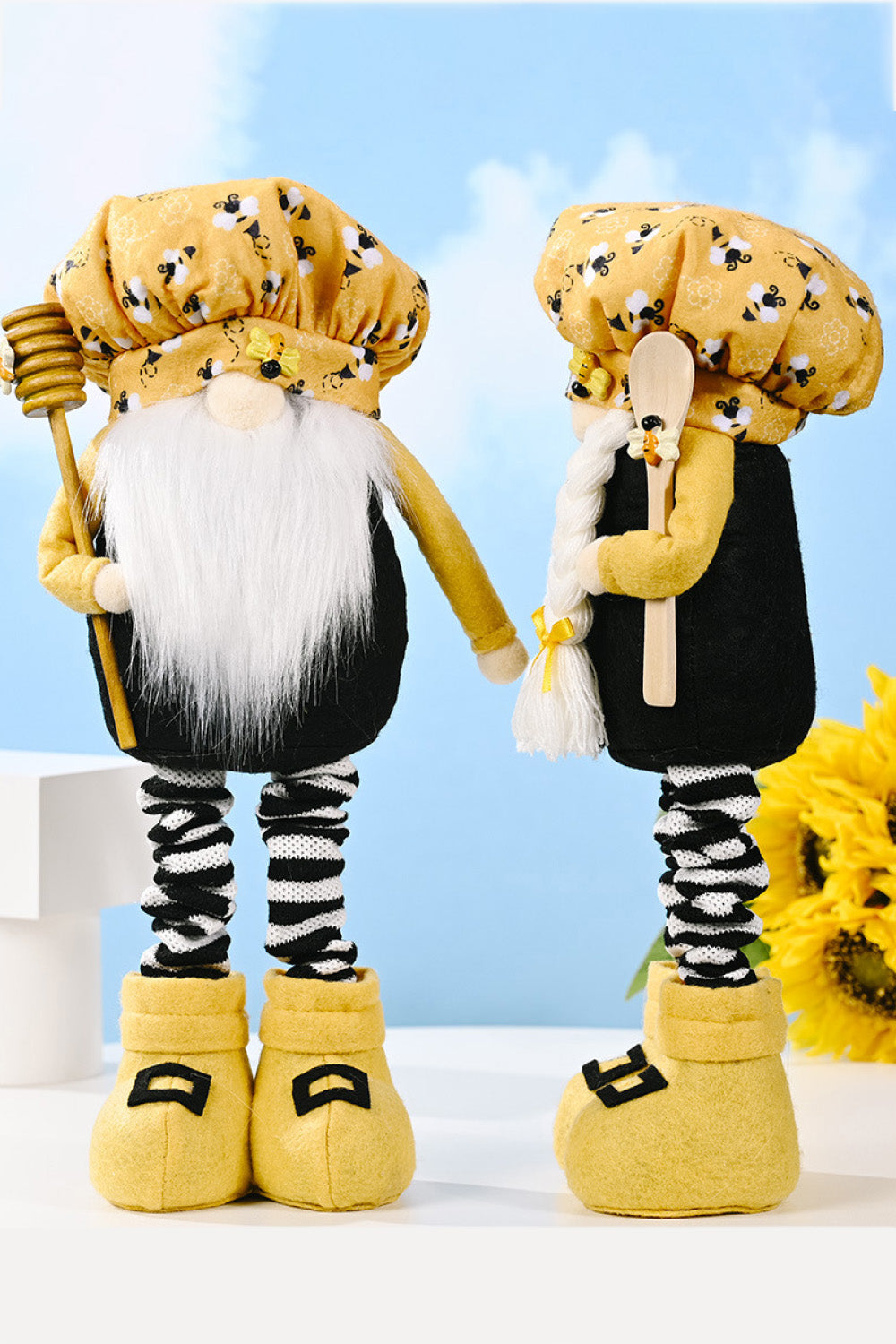 Bee Print Telescopic Leg Gnomes - 11" - 15.7" - 2 TYPES - [5-10 DAY DELIVERY] - T -