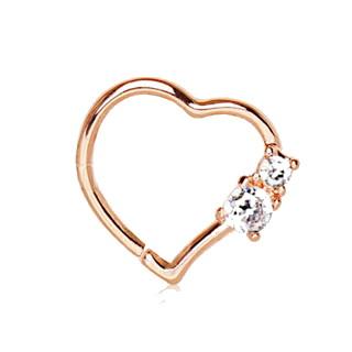 Annealed Rose Gold Jeweled Heart Cartilage Earring -