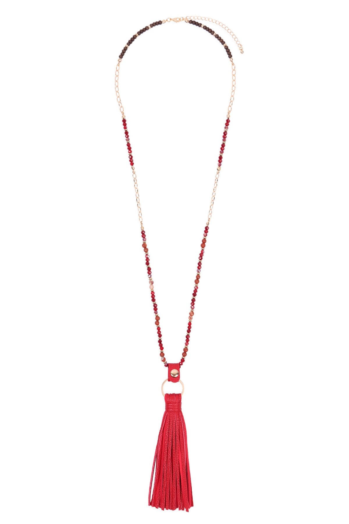 Riah Fashion - Leather Tassel Necklace - 8 COLORS -